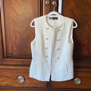 Zara Women's Cream Textured Vest